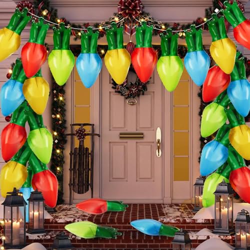 DBKL 60 Pcs Christmas Balloons Xmas Light Bulb Foil Balloons in Red Blue Gold Green for Christmas Party Decorations - Image 1