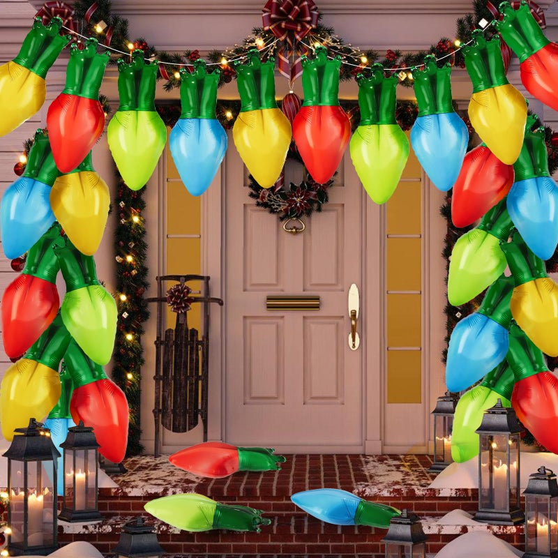 DBKL 60 Pcs Christmas Balloons Xmas Light Bulb Foil Balloons in Red Blue Gold Green for Christmas Party Decorations - Image 3