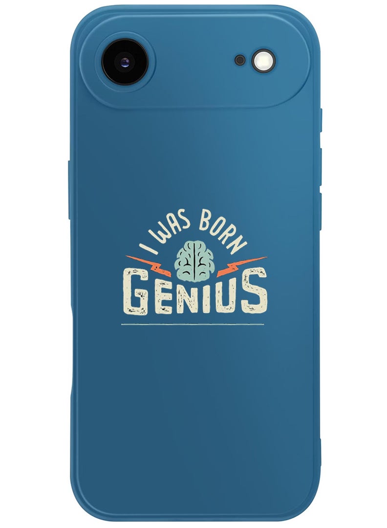 Theodor Protective Slim Fit Case Liquid Silicone Cover with Full Body Protection Anti-Scratch Shockproof Case For Apple iPhone 17 Air (Blue) Born Genius - White - Image 1