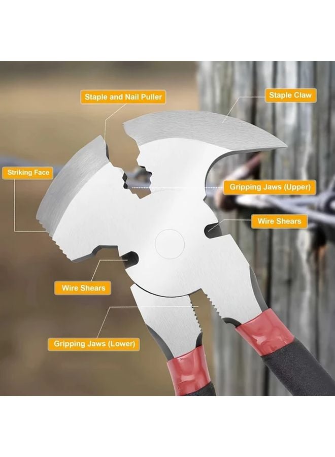 كماشة سياج متعددة الوظائف 10 بوصة من الفولاد عالي الكربون مع قاطعة وساحبة مسامير - Image 5