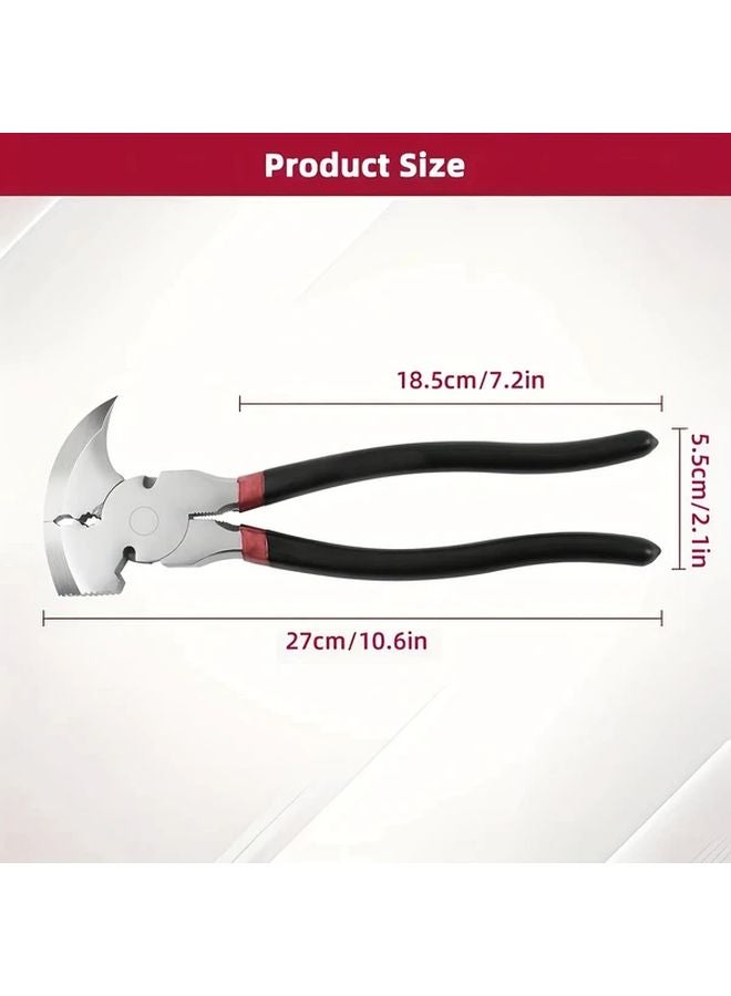 كماشة سياج متعددة الوظائف 10 بوصة من الفولاد عالي الكربون مع قاطعة وساحبة مسامير - Image 2