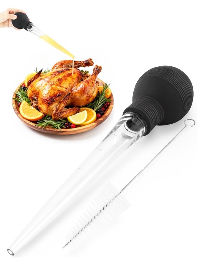 Large Turkey Baster, Heat Resistant Silicone Syringe with Cleaning Brush, Dishwasher Safe - Image 1