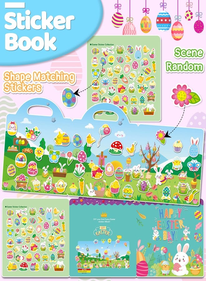 Benresive Easter Reusable Sticker Book for Toddlers 3-5 Years, Fun Travel Stickers for Kids, Waterproof Sticker Books for Toddlers 3-5, 46 Pcs Crafts Activities for Todddlers 3-5 - Image 2