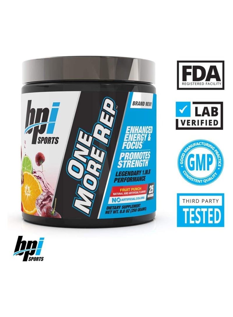 BPI SPORTS One More Rep Pre Workout Fruit Punch Flavor 250g - Image 3