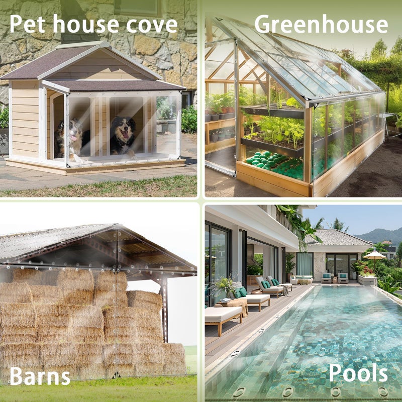 TEENKON 3 X 6 Ft Clear Waterproof Tarp Pvc 11.8 Mil Tarpaulin With Grommets And Cable Tie Duty Heavy Tear Resistant Cover For Camping Plants Greenhouse Cars Patio And Pavilion - Image 3