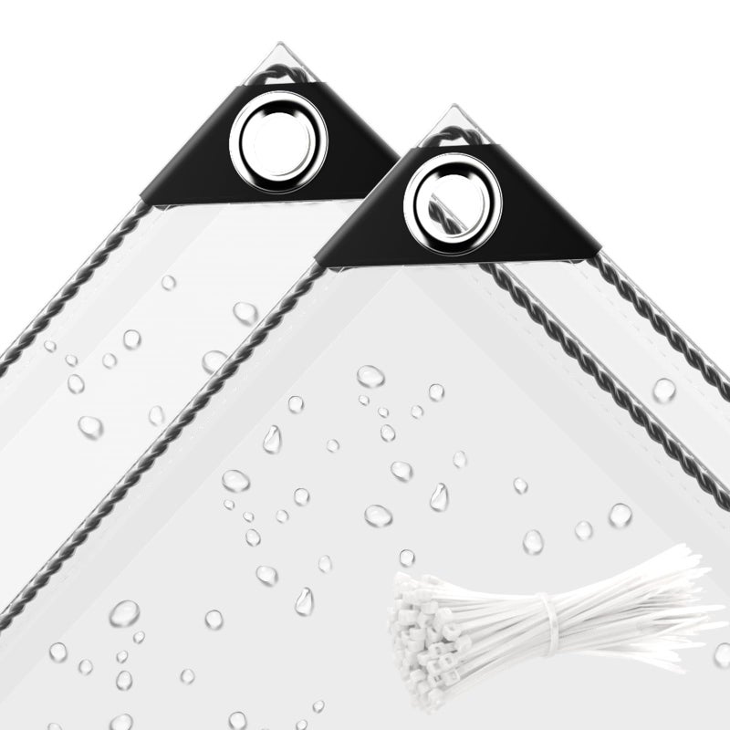 TEENKON 3 X 6 Ft Clear Waterproof Tarp Pvc 11.8 Mil Tarpaulin With Grommets And Cable Tie Duty Heavy Tear Resistant Cover For Camping Plants Greenhouse Cars Patio And Pavilion - Image 1