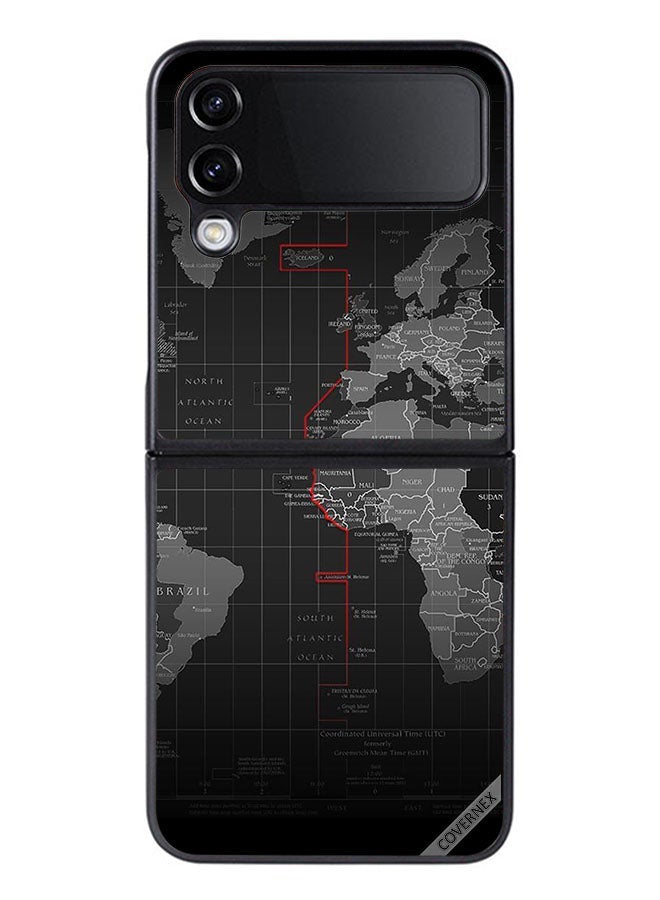 Covernex Protective Case Cover For Samsung Galaxy Z Flip 4 World Map - Image 1