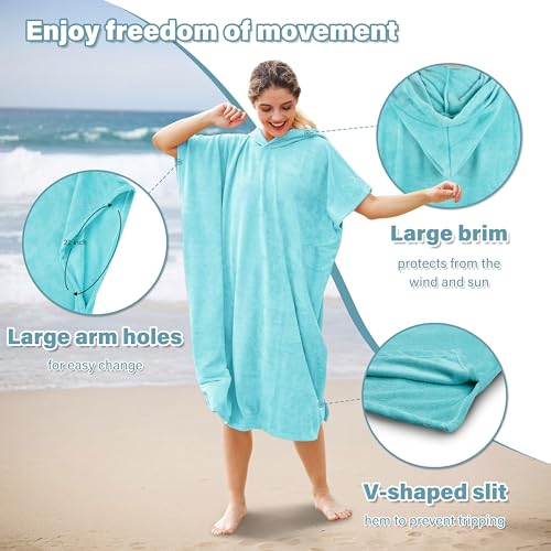 Catalonia Absorbent Surf Poncho Men Women, Quick Dry Towel Changing Poncho, Hooded Towel Robe Adult, Changing Robe for Beach Surfing Swimming - Image 5