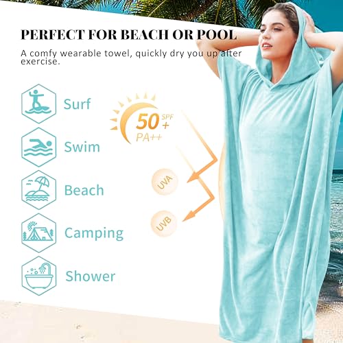 Catalonia Absorbent Surf Poncho Men Women, Quick Dry Towel Changing Poncho, Hooded Towel Robe Adult, Changing Robe for Beach Surfing Swimming - Image 3