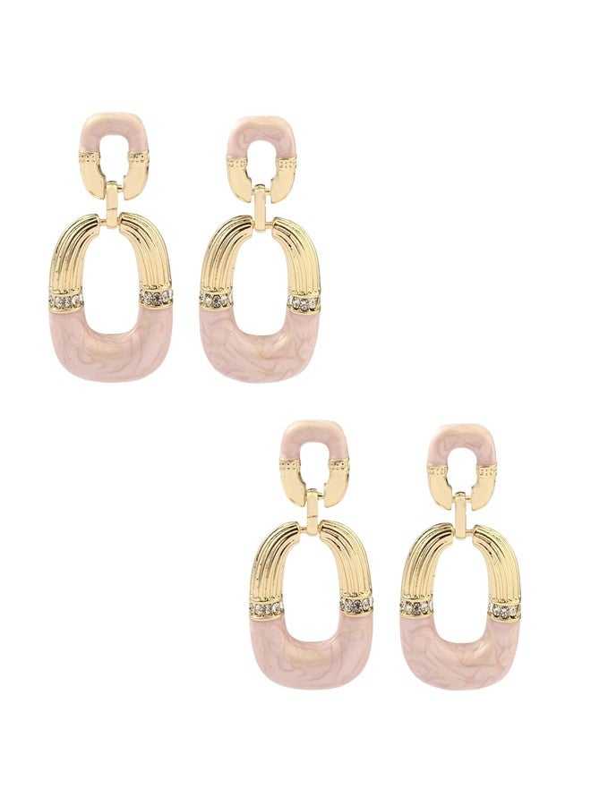 SALTY Pack of 2 Mauve Luxury Gold Earring for Women | Stylish Fashion Jewellery | Accessories for Girls | Minimal Jewelry | Ideal for Gifting | Marriage, Birthday | Gift for Valentine Day - Image 1