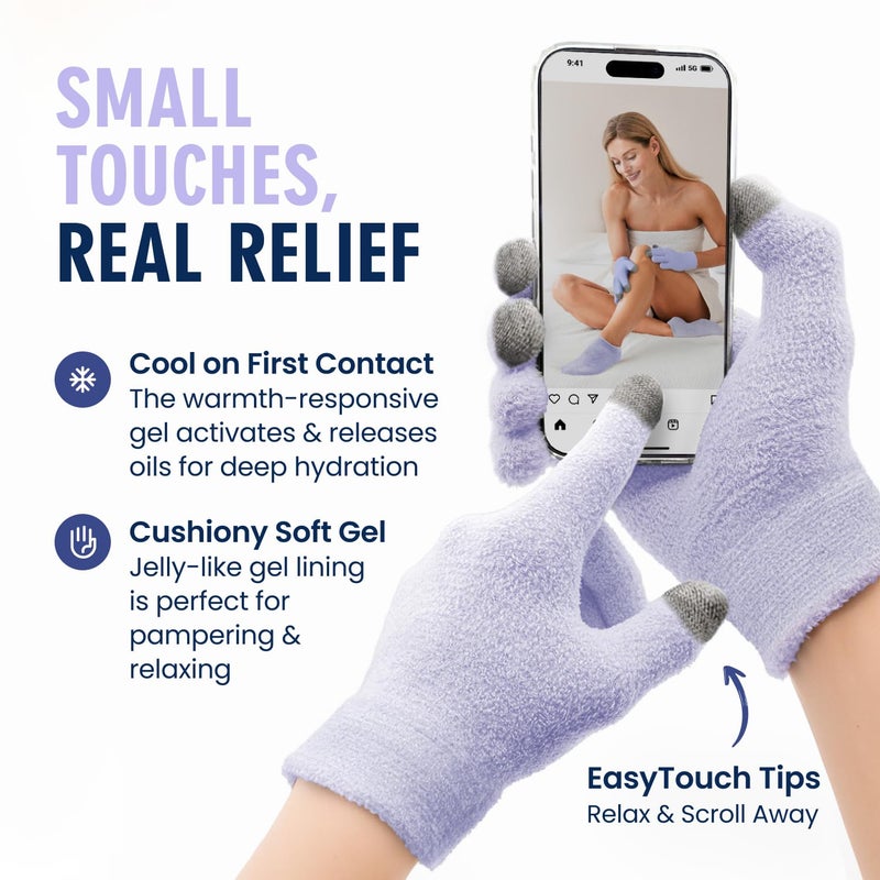 Dr. Frederick's Original Dr. Frederickâ€™s Original Moisturizing Gel Gloves â€“ Deep Moisturizing and Fast Relief for Dry Hands â€“ Touchscreen-Friendly â€“ Mango Butter, Shea Butter, Jojoba, & Coconut Oil (Lilac Leisure) - Image 4