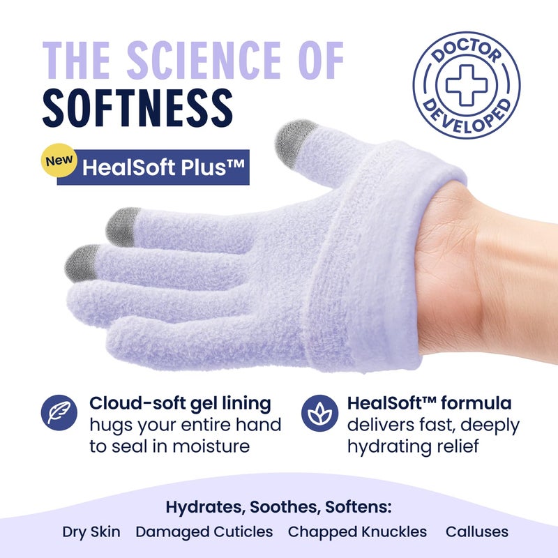 Dr. Frederick's Original Dr. Frederickâ€™s Original Moisturizing Gel Gloves â€“ Deep Moisturizing and Fast Relief for Dry Hands â€“ Touchscreen-Friendly â€“ Mango Butter, Shea Butter, Jojoba, & Coconut Oil (Lilac Leisure) - Image 2