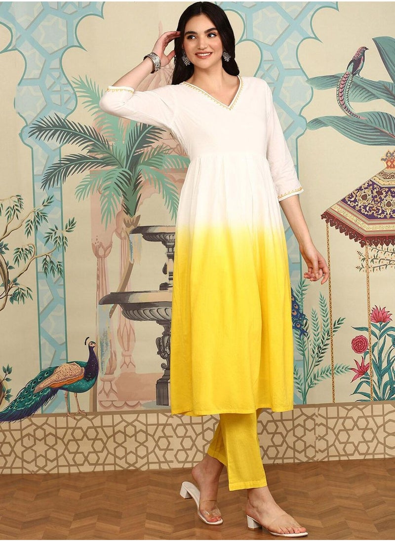 ISHIN Women's Multicoloured 100% Cotton Embellished Tunic Full Length Palazzo Straight Fit Kurta Set  - Image 5