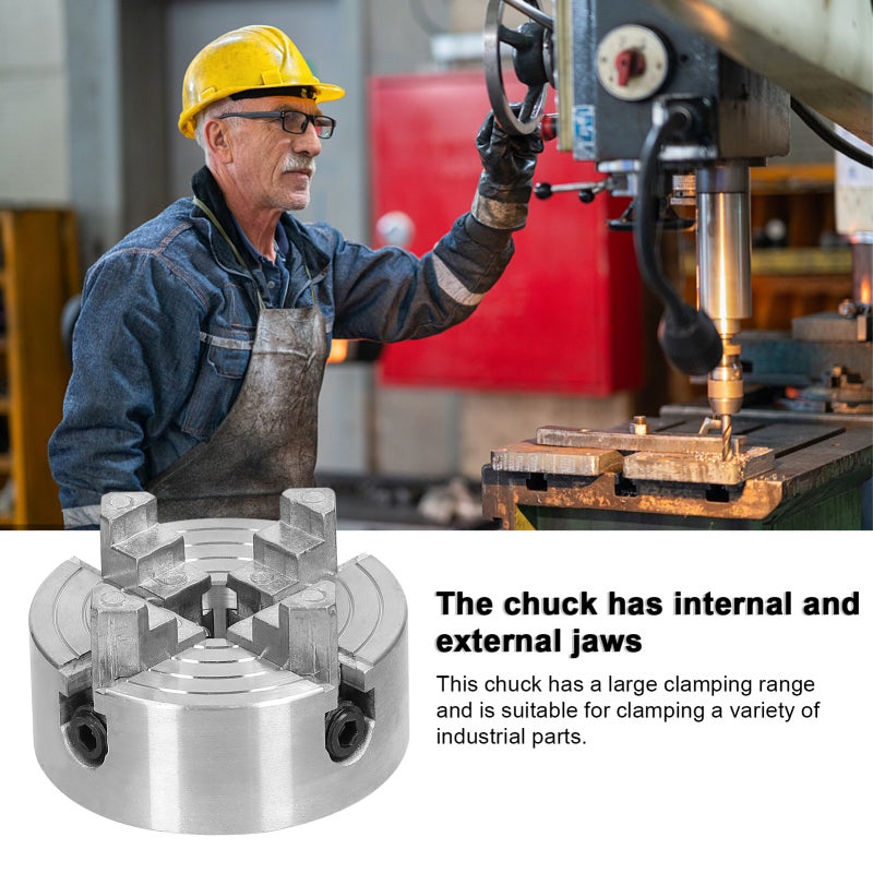 Lathe Chuck 3 Jaws/4 Jaws Manual Self-Centering Mounting Bolt for Grinding Milling Turning Machine - Image 3