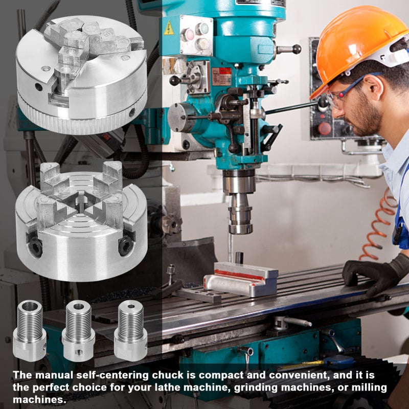 Lathe Chuck 3 Jaws/4 Jaws Manual Self-Centering Mounting Bolt for Grinding Milling Turning Machine - Image 4