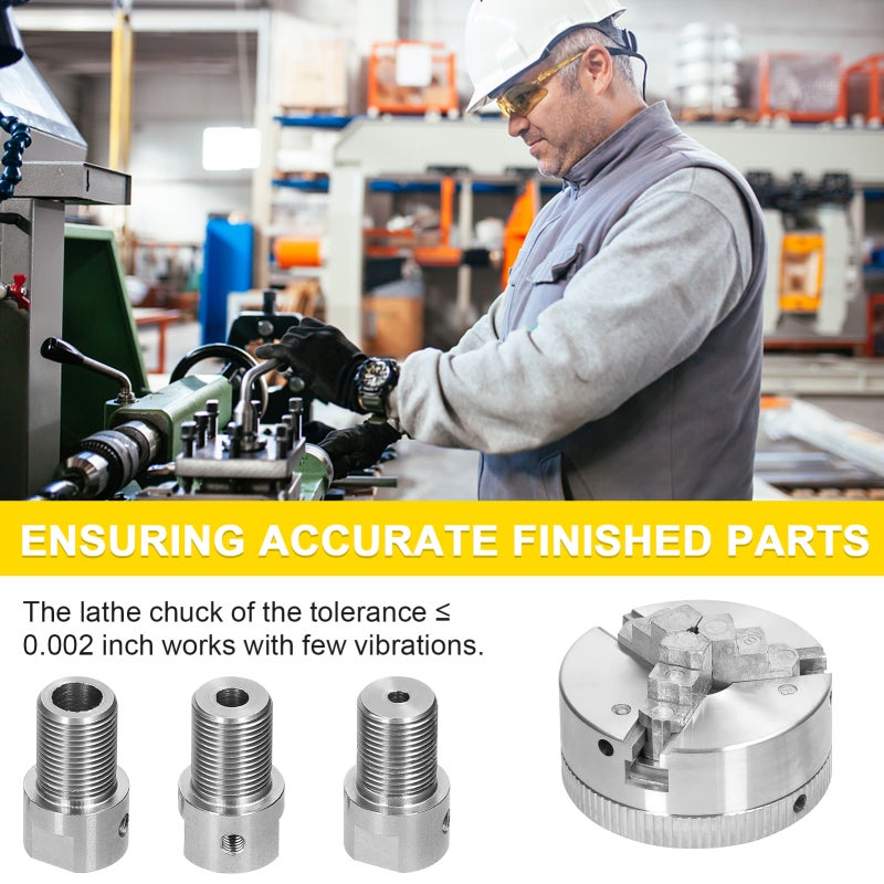 Lathe Chuck 3 Jaws/4 Jaws Manual Self-Centering Mounting Bolt for Grinding Milling Turning Machine - Image 2