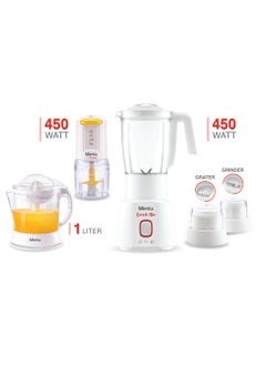 Mienta Minata 450W Blender with 2 White Mills with Minata 450W White Chopper with Minata 40W White Citrus Juicer  - Image 1
