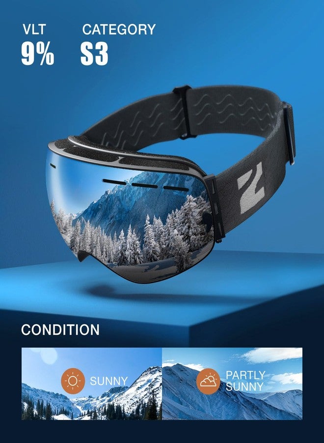 ZIONOR X Ski Snowboard Snow Goggles OTG Design for Men & Women with Spherical Detachable Lens UV Protection Anti-Fog - Image 2