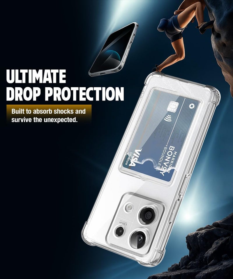 WOW IMAGINE Transparent Back Cover Case for Xiaomi Mi Redmi Note 13 5G | Flexible Built-in Slim Card Pockets Wallet | 360° Camera Protection TPU | Soft Silicone Mobile Cover - Transparent - Image 3