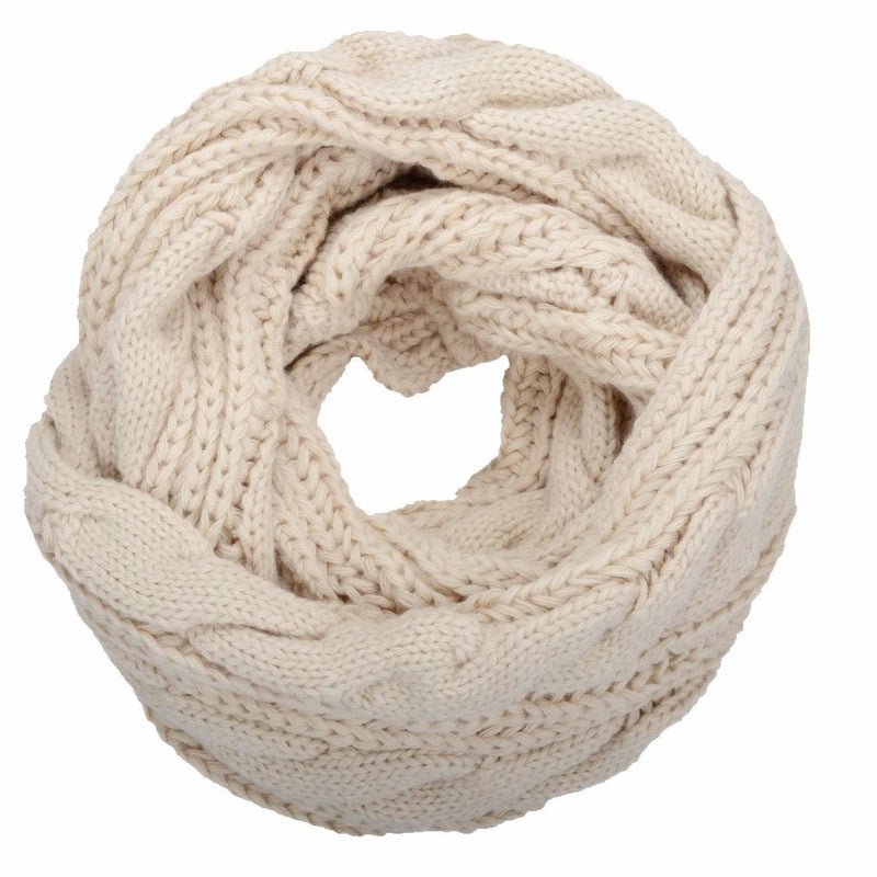 NEOSAN Womens Thick Ribbed Knit Winter Infinity Circle Loop Scarf Twist Khaki - Image 1