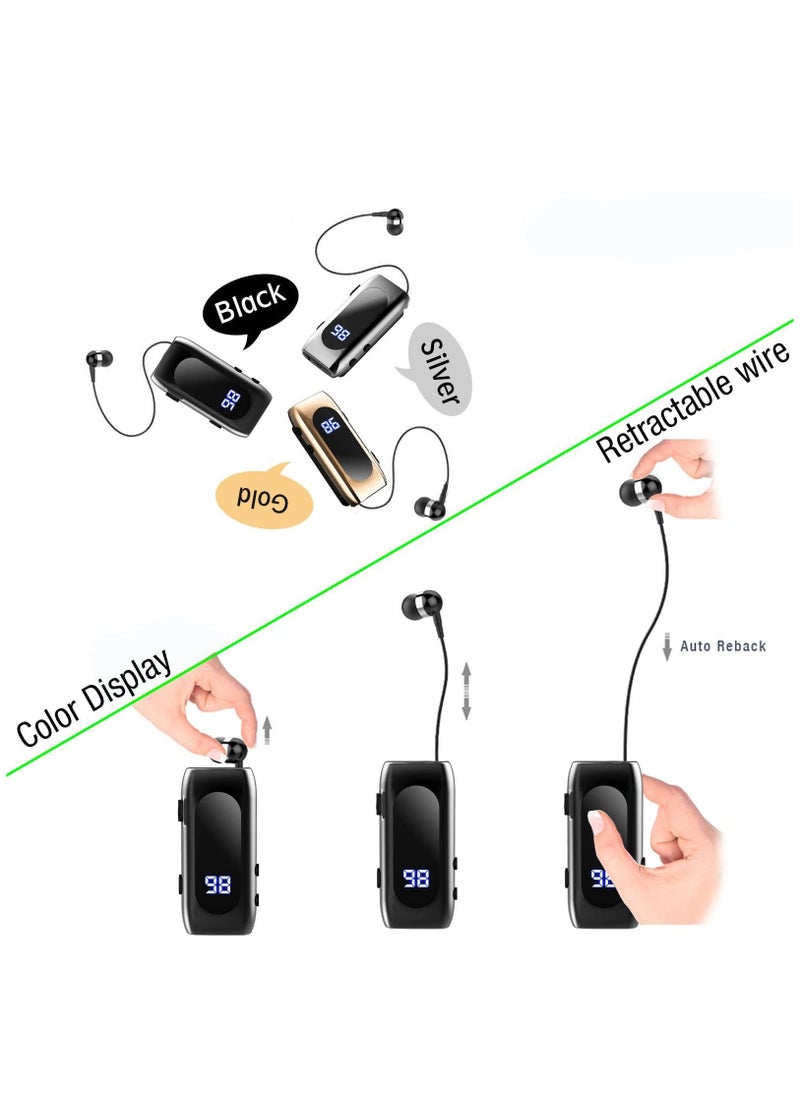 KASTWAVE - Retractable Bluetooth Headphones Collar Clip Bluetooth Headsets Wireless Earphone Battery Display Quick Charger Handsfree Earbuds v5.2 with Microphone for Cell Phone - Image 1