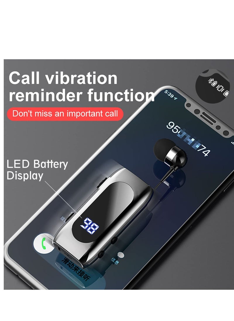 KASTWAVE - Retractable Bluetooth Headphones Collar Clip Bluetooth Headsets Wireless Earphone Battery Display Quick Charger Handsfree Earbuds v5.2 with Microphone for Cell Phone - Image 1
