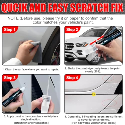 COSLAKE Car Touch Up Paint(Black(040/9040)) for Mercedes-Benz, Car Paint Scratch Repair Kit, Quick & Easy Solution to Repair, 2 in 1 Scratch Remover Pen with Color-Matched - Image 5