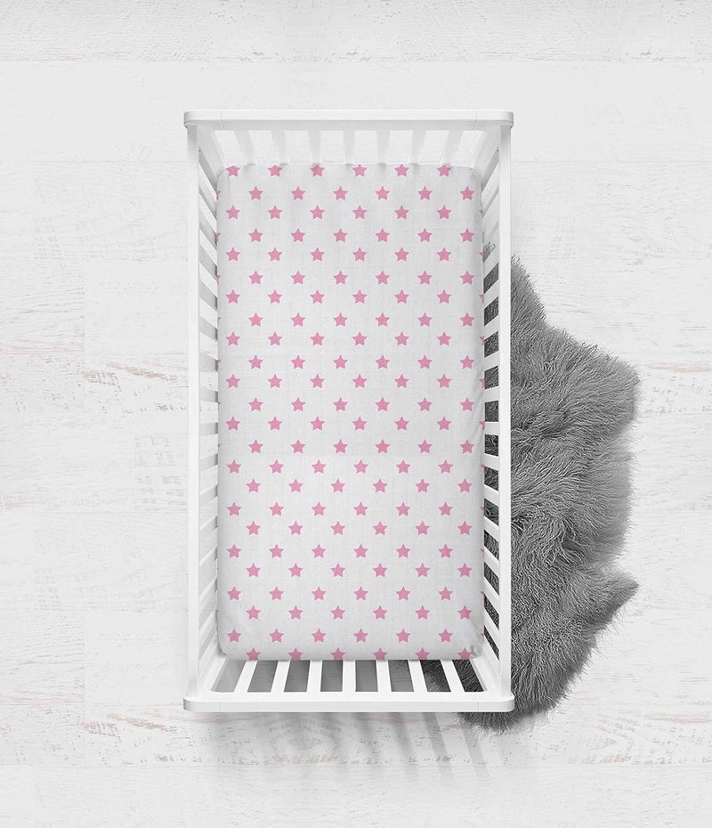 Bacati 2 Piece Little Sailor Whales Girls Muslin Crib Sheets, Pink - Image 3