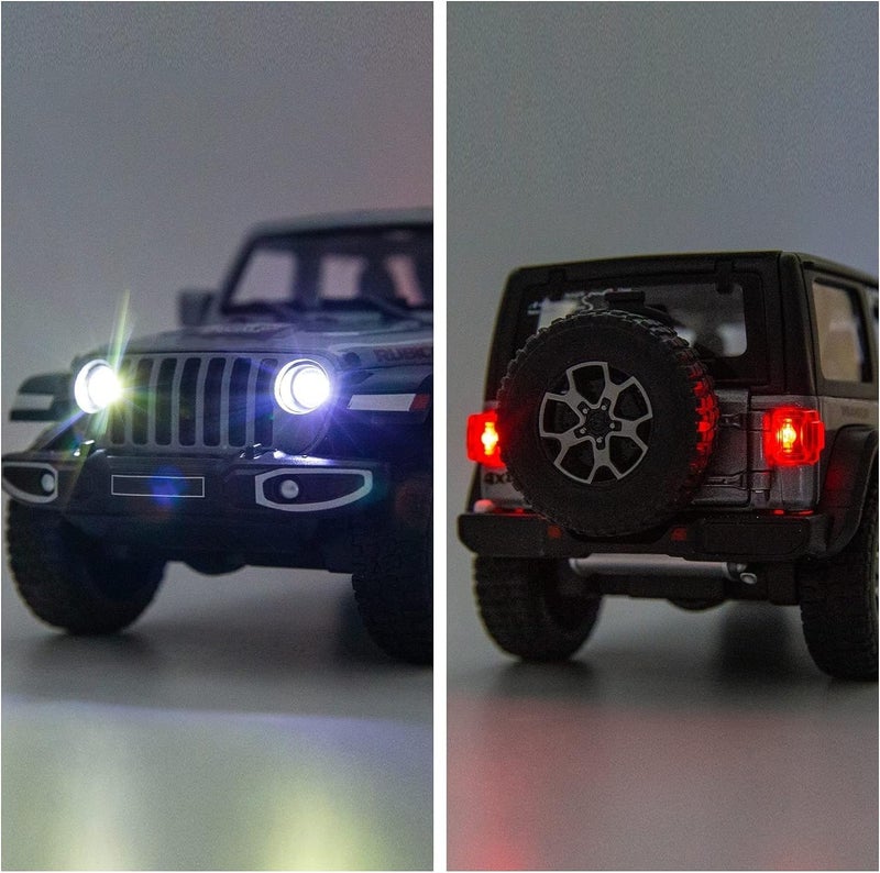 BDTCTK Fixed & portable compatible Off-Road 7 Door for Wrangler Diecast Toy Car Model, 1/22 Scale Metal Alloy Vehicle for Kids Boys Girls Adults, Doors Open, Light and Sound, Gifts Gray Classic design alternatives - Image 5