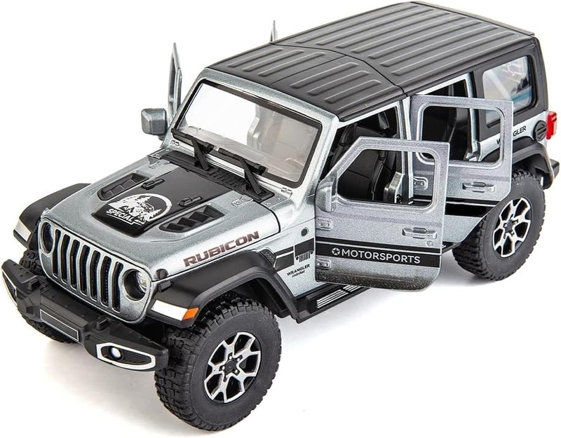 BDTCTK Fixed & portable compatible Off-Road 7 Door for Wrangler Diecast Toy Car Model, 1/22 Scale Metal Alloy Vehicle for Kids Boys Girls Adults, Doors Open, Light and Sound, Gifts Gray Classic design alternatives - Image 1