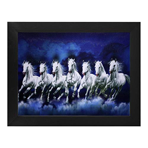 Indianara VASTU SEVEN HORSES Painting -Synthetic Wood, 27x30.5x1cm, Multicolour (Style 1) - Image 1
