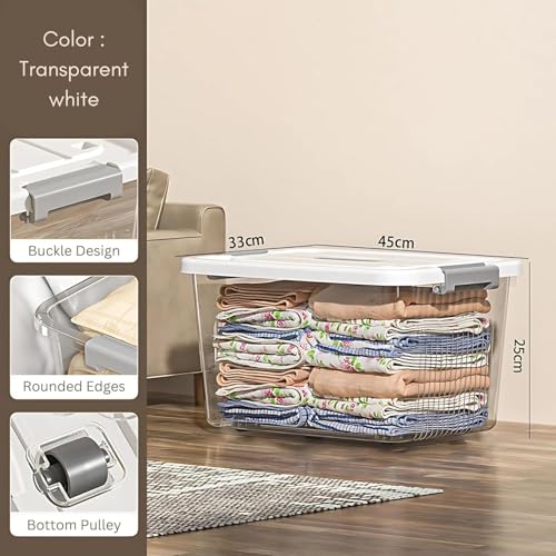 Ash  Roh Ash & Roh Heavy Duty Plastic Storage Bins with Locking Lids – Clear, Stackable Containers for Bedroom or Closet Organization (pack of 3, Xl - 33cm X 45cm X 25cm) - Image 2
