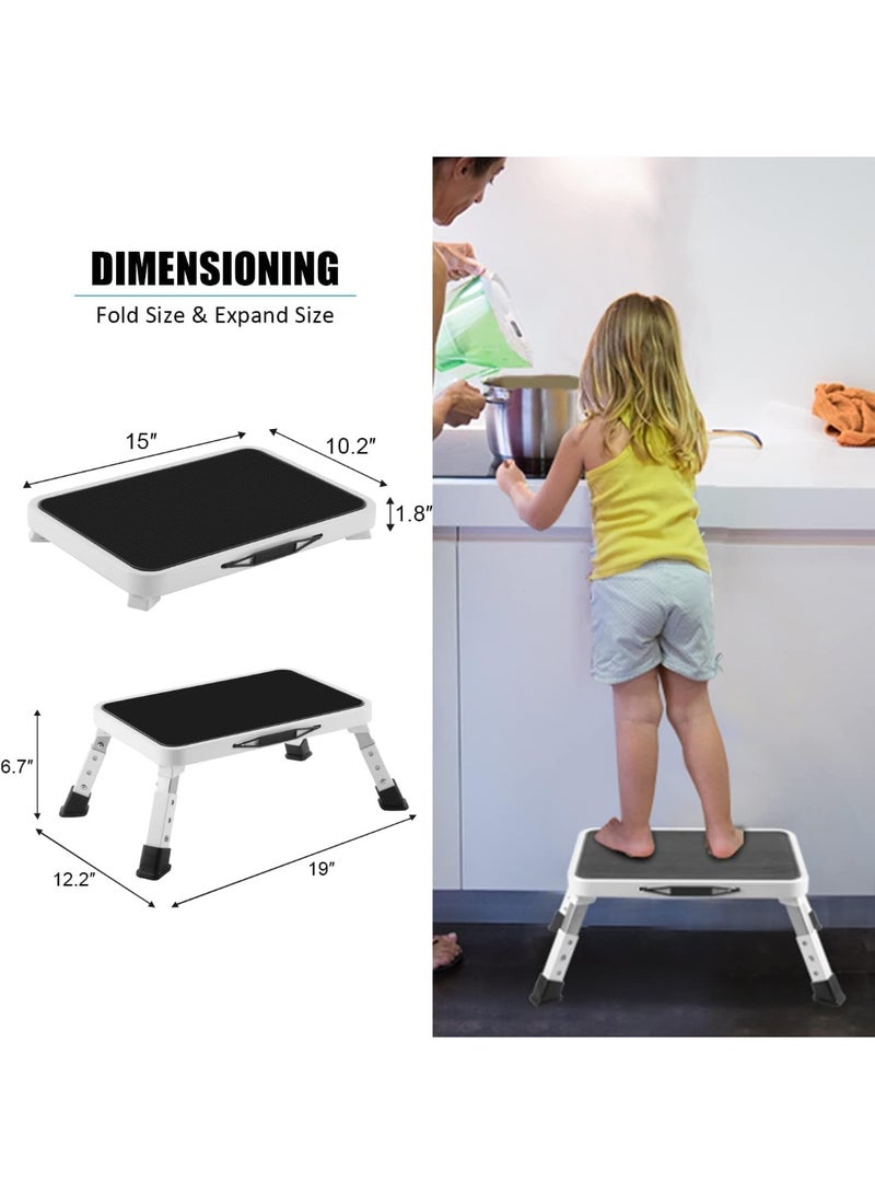 NANAO Folding Step Stool, Height-Adjustable Step Stool with Non-Slip Platform, Step Ladder for Adults or Kids in Kitchen, Home, 330 Lbs Capacity - Image 5