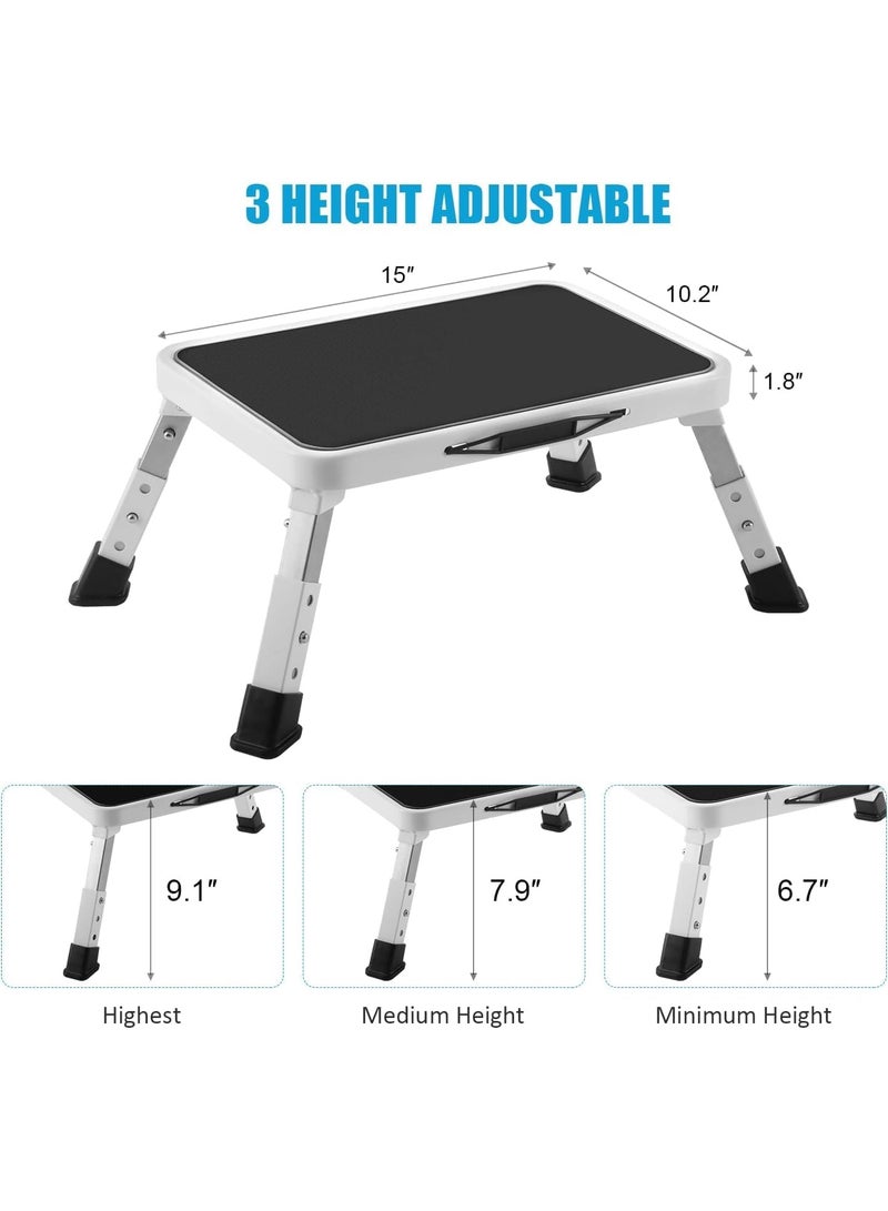 NANAO Folding Step Stool, Height-Adjustable Step Stool with Non-Slip Platform, Step Ladder for Adults or Kids in Kitchen, Home, 330 Lbs Capacity - Image 2