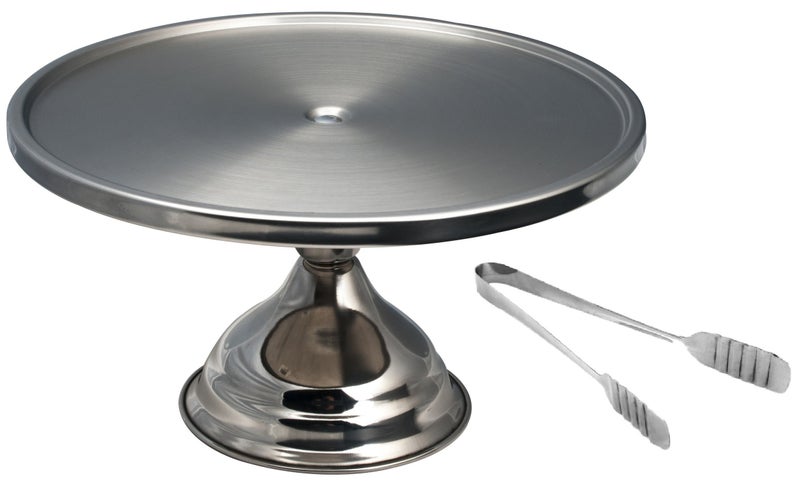 Dynore Stainless Steel Set of Cake/Pizza Stand and Cake Tong - Image 3