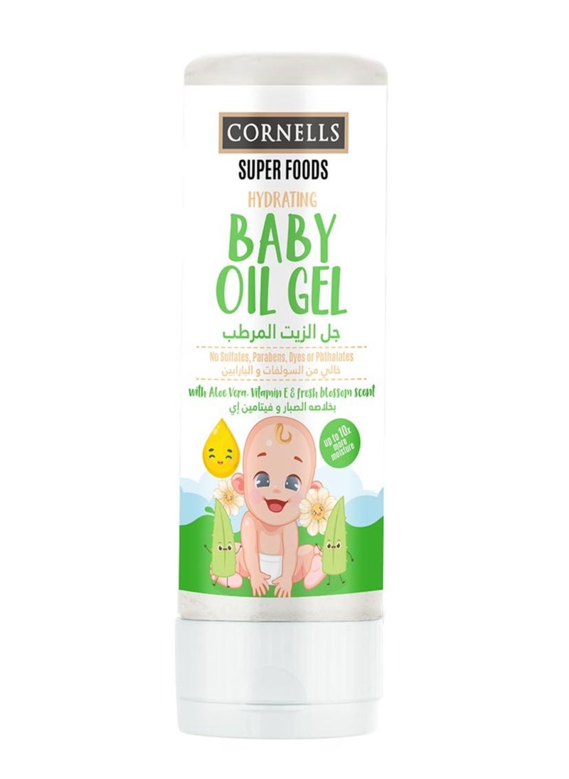 CORNELLS Super Foods Hydratting Baby Oil Gel No Sulfates Parabens Dyes Or Phthalates With Aloe Vera Vitamine E And Fresh Blossom 