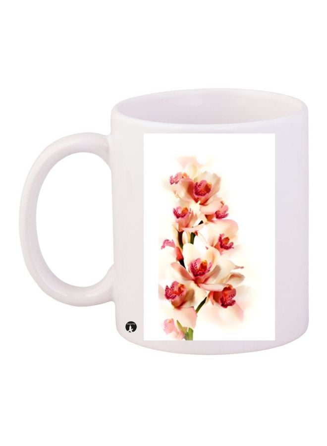 RYN Floral Printed Coffee Mug White/Pink/Beige 11ounce