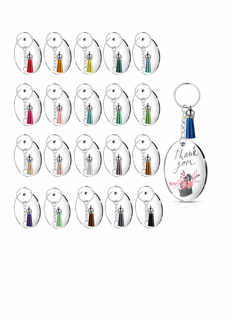 Excefore - Acrylic Transparent Circle, 90 PCS Blank Acrylic Discs and 30PCS Acrylic Keychain Blanks 2 inch Clear Round Discs Clear Round Keychains Blanks Keychain Tassels Set for DIY Craft - Image 1