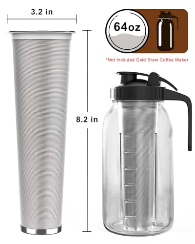 VA1KENE Cold Brew Strainer for 64oz Wide Mouth Mason Jars 100Micron Fine Mesh Reusable 304 Stainless Steel Coffee Cold Brew Filter with Sealing Ring for Cold Brew Coffee Maker Tea Infuser - Image 3