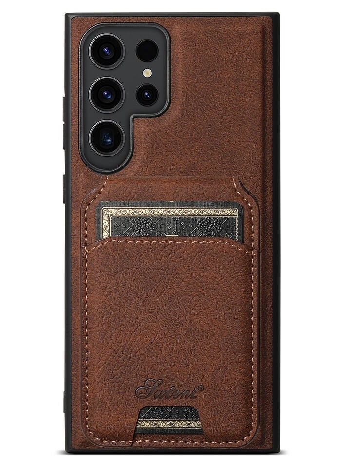 Suteni Detachable Card Holder MagSafe Leather Case for Samsung Galaxy S24 Ultra - Image 1