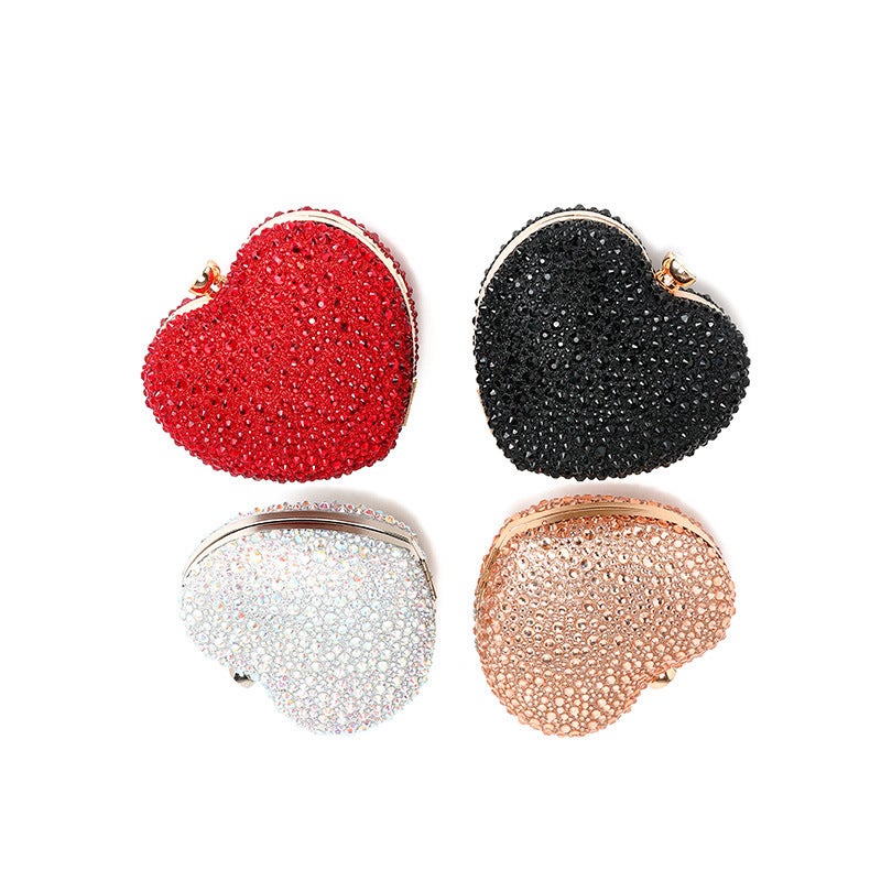 Selling Heart-Shaped Diamond Bag 2026 Spring New Women'S Fashion Chain Diamond-Encrusted Shoulder Crossbody Handbag - Image 3