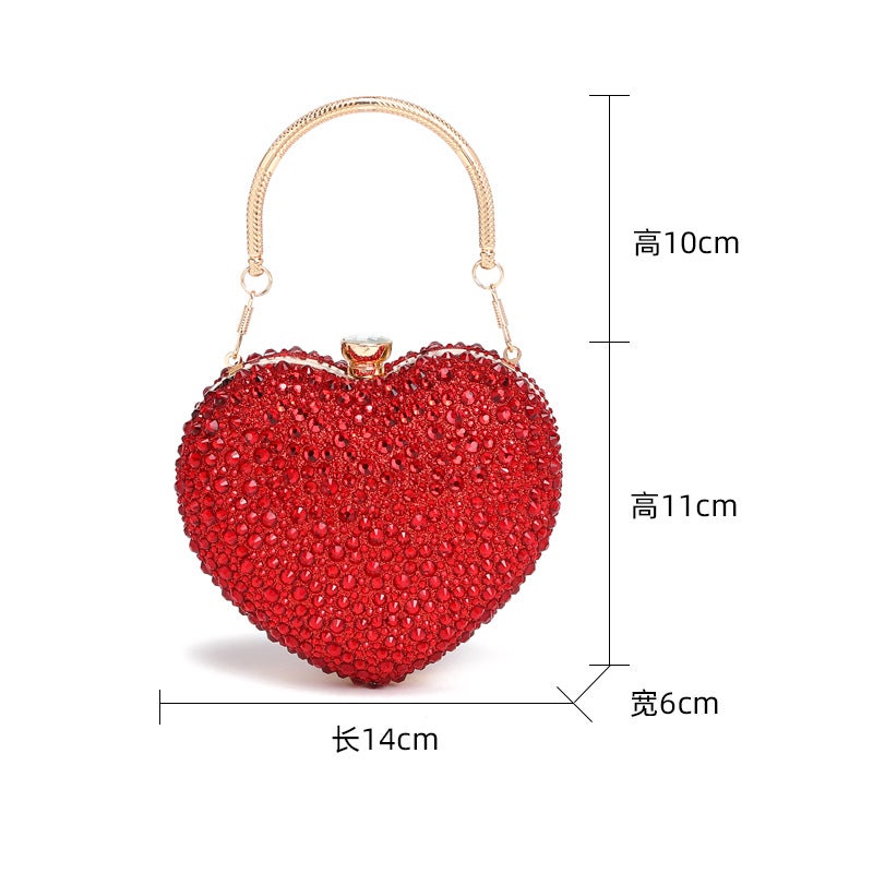 Selling Heart-Shaped Diamond Bag 2026 Spring New Women'S Fashion Chain Diamond-Encrusted Shoulder Crossbody Handbag - Image 5