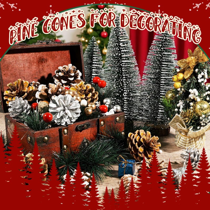 Warmtree 170 Pcs Christmas Pine Cones Berry Pine Branch Set Snow Pinecones Pendant Winter Decor with Artificial Acorn Berries for DIY Crafts Home Decorations Gift Tag Party Supplies, Assorted Sizes - Image 5