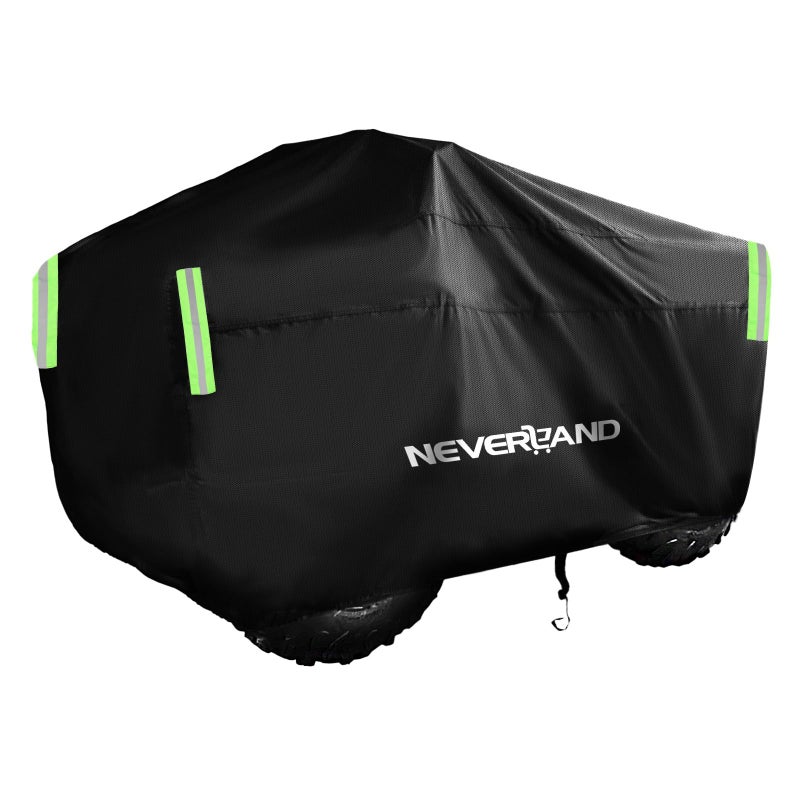 NEVERLAND ATV Cover 300D Oxford Cloth Compatible with Polaris Sportsman Yamaha Grizzly Honda Kawasaki with Straps Reflective Storge Heavy Duty Waterproof 4 Wheeler Cover Quad Cover for All Season