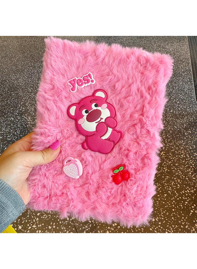 Bluejw High Yan Value Girl's Heart Plush Account Book Notepad Notebook Girl Student Cute Bear Pink Journal - Image 4