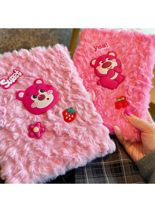 Bluejw High Yan Value Girl's Heart Plush Account Book Notepad Notebook Girl Student Cute Bear Pink Journal - Image 3
