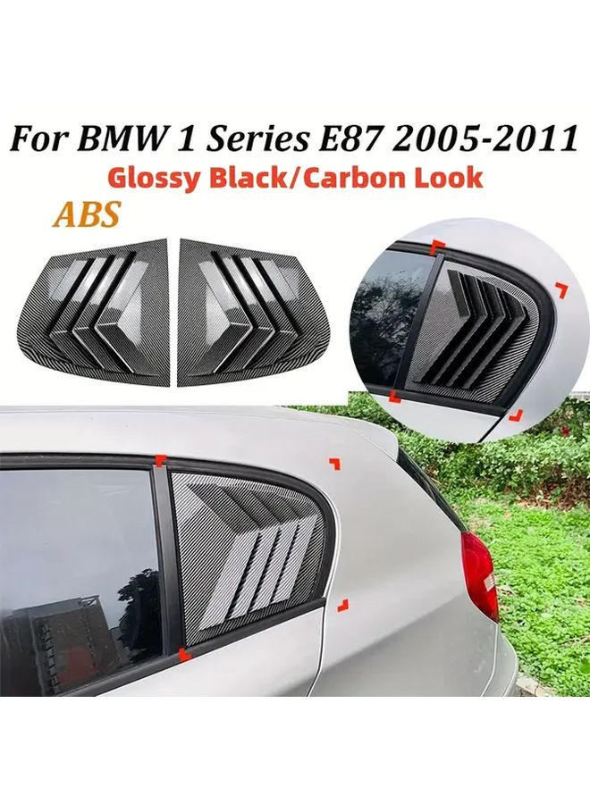 For BMW 1 Series E87 2005 2011 Rear Side Window Louvers Carbon Look Glossy Black ABS Tape On Weather Resistant Exterior Upgrades Sleek Design Precision Fit Durable Automotive Accessory - Image 1