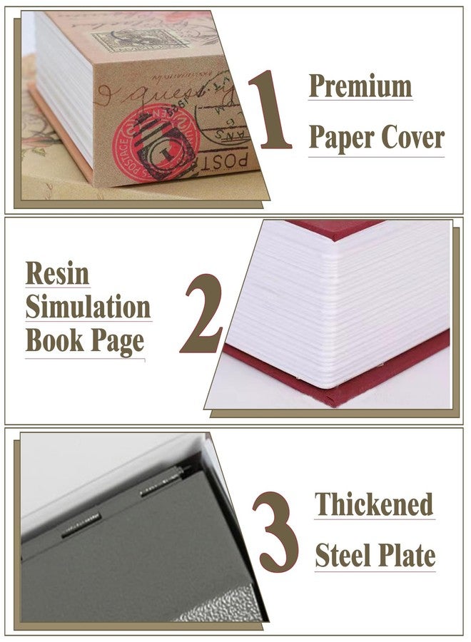 FOWSEEK Decorative Book Safe Box with Combination Lock, Vintage Faux Book Hidden Safe for Decoration, Secret Diversion Book Safe Storage Box for Home Office Café Bookshelf （9.5"×6"×2.2"） - Image 5