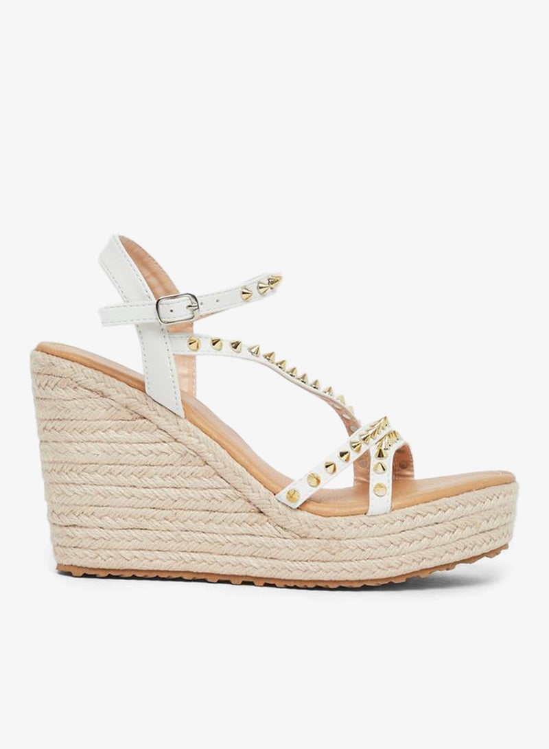 Styli Studded Strappy Espadrille Wedge Heel Sandals - Image 1