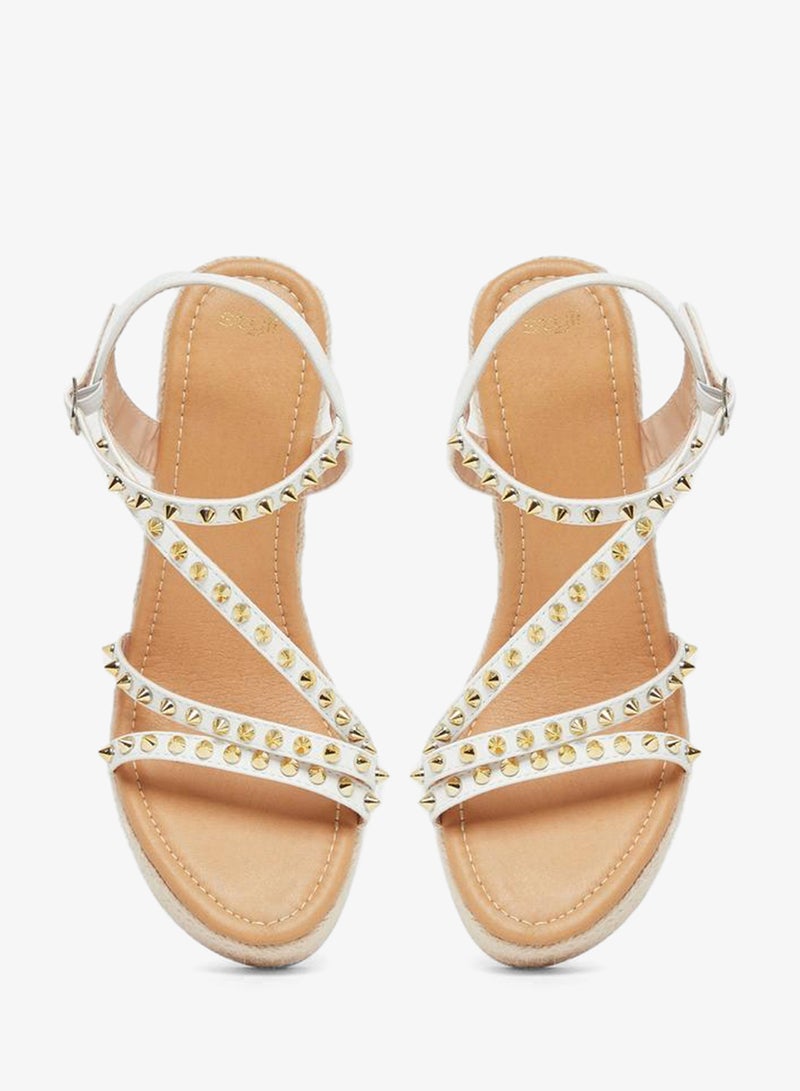 Styli Studded Strappy Espadrille Wedge Heel Sandals - Image 5